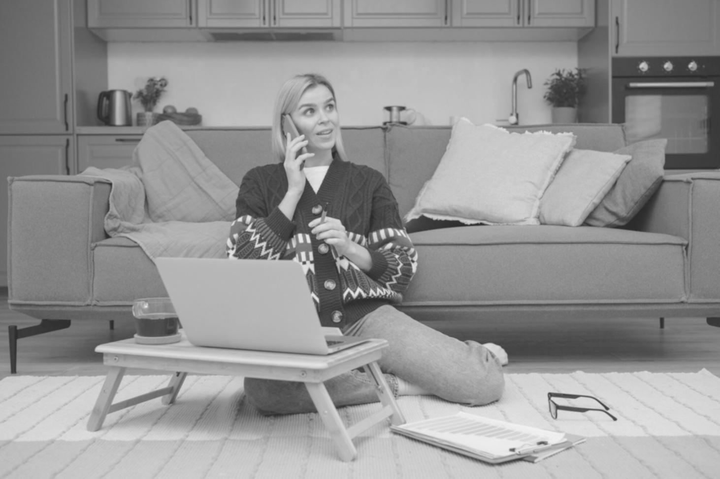 Financial planning workspace with calculator and documents